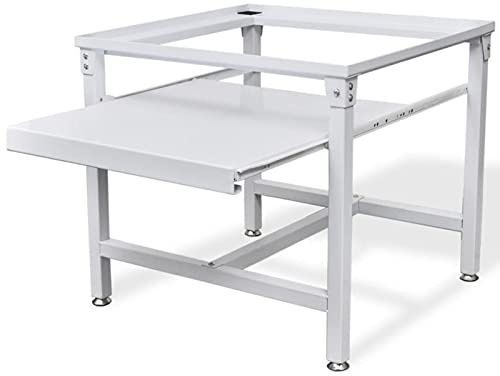 Pedestal para Lavadora de Acero, Base Elevadora con Estante Extraíble, 60x56.5x54.5 cm, Capacidad de 100 kg, Almohadillas Antideslizantes, Blanco