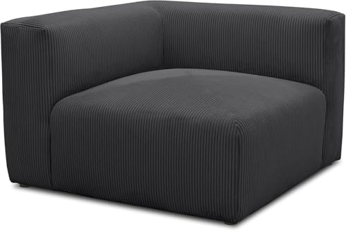 DOMO. collection Ecksessel Malia, Polsterecke, Anthrazit | Cord Polsterecke als Modul-Sofa kombinierbar, Kreuznaht, quadratisch, 108 x 108 x 69 cm (BxTxH) – modern & bequem