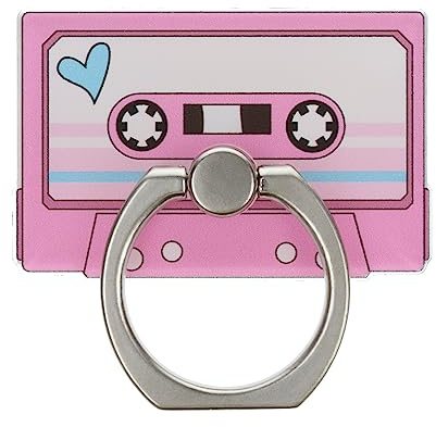 Pink Cassette Tape Retro 90s Phone Ring Holder Grip Finger 360 Mount Stand Mobile Universal Loop for All Smartphones