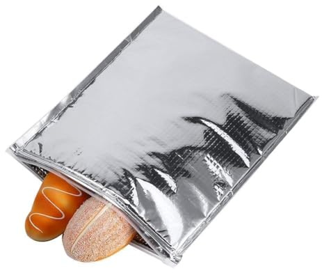 5 PCS Bolsas Aisladas Para Alimentos, Juego De Bolsas Aislantes De Papel De Aluminio, Bolsa Aislada De Papel De Aluminio, Almacenamiento De Alimentos Reutilizable Para Envíos Con Diseño De Cremallera(