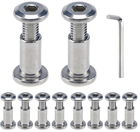 MY MIRONEY M6 x 12mm Binding Post Screw Hex Drive Socket Cap Bolts Stainless Steel Binding Bolts and Barrel Nuts Kit, for Furnitures Leather Belt Buckle, 10 Sets