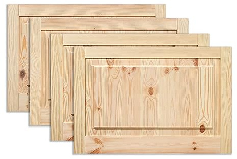Kassettentür Schranktür Holz RUSTIKAL | 39,5 x 59,4 cm 4-er Pack Set | unbehandelte Holztür aus Kiefernholz im Kolonialstil und Markflecken als Raumteiler Schiebetür für Regale, Schränke, Möbel
