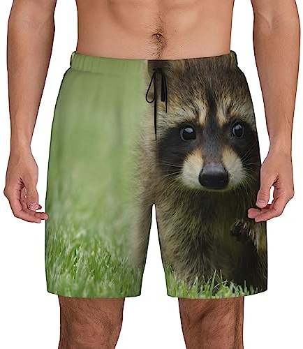 EVANEM Raccoon Badehose für Herren, Boardshorts, Badeshorts mit Netzfutter