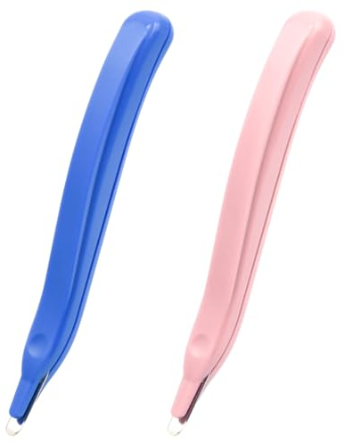 MIDELONG Professioneller magnetischer Heftklammerentferner, Abzieher, Heftklammerentferner, Werkzeug zum Entfernen von Heftklammern für Schule, Büro, Zuhause, Blau, Rosa, 2 Stück