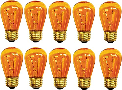 YI LIGHTING - 11W S14 Transparent Amber Sign Light Bulb with E26 Base for Sign, Outdoor String Light Replacement Bulbs (Pack of 18)