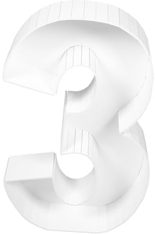 ABOOFAN 3 Cadre De Ballon En Trois Dimensions Chiffres Lumineux Couvercle De Vidange Boîte à Ballons En Forme De Chiffre Carte Kt Papier Carton Blanche Numéro