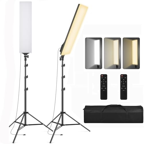 SEDGEWIN 2 Pack Full Screen Photography Lighting Kit 2500-7500K Photo Studio Light LED Video Light Dimmable Streaming Light with Remote Control & 6.5ft Stand for Filming YouTube TikTok Video Gaming