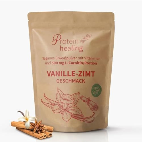 Pinsky & Sons - Veganes Proteinpulver Vanille-Zimt 500g - Pflanzl. Mehrkomponentenprotein mit Vitaminen, Spurenelementen, Mineralien & L-Carnitin - Nahrungsergänzungsmittel zuckerarm & hypoallergen