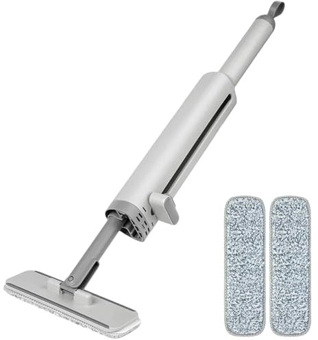 ALWIDA Trapeador Limpiador De Pisos - Trapeador Portátil Exprimible | Trapeador Giratorio 3 En 1 | Trapeador con Cepillo para Rincones | Trapeador Exprimible con 2 Almohadillas De Microfibra