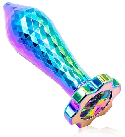 SXOVO Analplug Metall Buttplug mit Diamant Anal Dildo Cyberpunk Stil Analspielzeuge Zur Prostata Massage Anal Masturbation Sexspielzeug für Frauen Männer Anfänger (M)