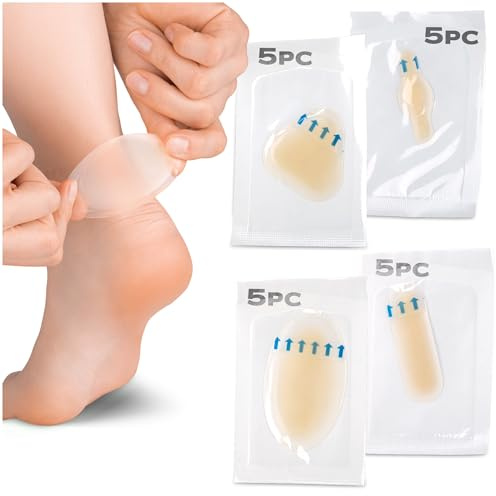 HALUTO Set di cerotti da 20 pezzi - cerotti idrocolloidi contro le vesciche, cerotti anti-vescica grandi, impermeabili, trasparenti, in gel anti-vescica
