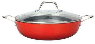 LAGUIOLE, Sauteuse en Fonte Léger 28x8,2cm - Excellente Rétention de Chaleur, Antiadhésif, Design Élégant, Tous Feux, Induction, 100% Fonte, 3,5 L, Rouge