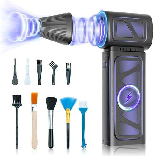 Kitravoxx Compressed Air Duster, 150000RPM Cordless Air Duster 5-Gear Adjustable Electric Air Duster, Rechargeable Brushless Motor Air Blower for Keyboard, PC, Car, Outdoor and Home Cleaning