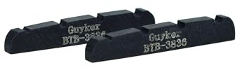 Guyker BTB3836 Knochenmuttern für Bassgitarre, 4 Saiten, flache Unterseite, vorgeschlitzt, Ersatzteile, Zubehör für PB JB Precision Bass Jazz Bass, Schwarz, 38 x 3,5 x 6 mm
