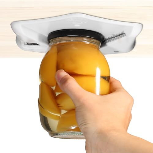 Unterschrank Glasöffner & Flaschenöffner für Senioren - Besonders für große Gläser/Dosen bis 13 cm - Einfaches Öffnen für schwache Hände & Arthritis - Mit robustem Kronkorkenöffner