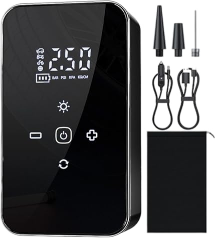 Husoiuy Pompa Ad Aria A Batteria - Compressore Per Biciclette Touchscreen - Accessori Auto Ricaricabile Per Pneumatici Di Auto Bici Mountain Bike Fuoristrada Viaggi Casa