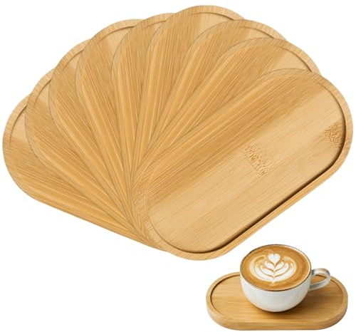 Bambus Tablett Klein 9 Stück Bambus Tablett 17.5 × 8.8cm Ovale Holztablett | Holztabletts Kleines Bambus Serviertablett Deko Tablett Ovale für Untersetzer Tee Kaffee Kuchen Bamboo Soap Tray