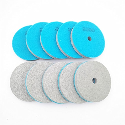 Diatool 8PCS/set 10,2 cm spugna lucidatura pietra abrasiva per morbido pietra marmo pietra artificiale terrazzo, A6190410x8, 8pcs G2000