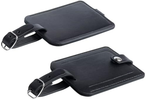 Luggage Bag Tags Leather Travel ID Labels Suitcase Name Tags with Snap Faux Luggage Tag Leather for Suitcase - Set of 2