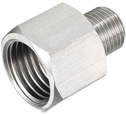 sourcing map Reduzierrohrverbindungsadapter | M10 Stecker auf M14 Steckerdose Edelstahl