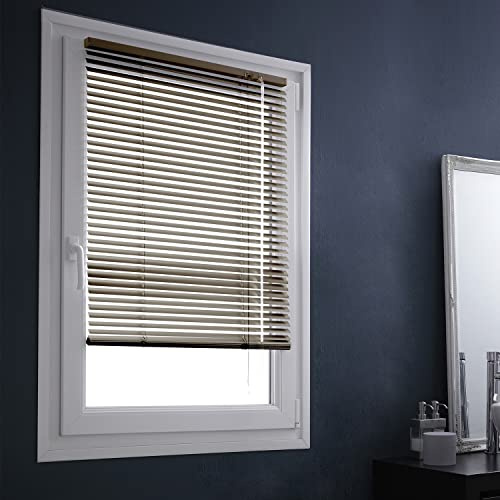 MADECOSTORE Store vénitien Aluminium 25mm sans percer - Ficelle - L107 x H150cm
