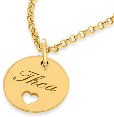 Goldkette mit Gravur 925 Silber Kette Namenskette mit Herz Echtschmuck moderne Kette mit Gravur Geburt Taufe Einschulung personalisiert | HANDMADE IN GERMANY