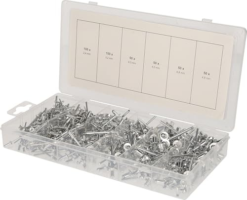 Assortiment de 400 Rivets Aveugles en Aluminium BT066950 - 100x2.4mm, 100x3.2mm, 100x4.0mm, 100x4.8mm - Rivets à Utiliser Avec Pince à Riveter - Automobile et Mécanique - BRILLIANT TOOLS