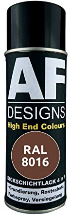 Alex Flittner Designs Spraydose RAL 8016 Mahagonibraun Dickschichtlack Lack | Dickschichtlack Spray 4 in 1 - 400 ml
