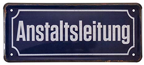 Blechschild Anstaltsleitung - Retro Deko Blechschild - lustiges Metallschild Dekoration Job Büro Arbeitsplatz Firma Betrieb Schreitisch Lager - witziges Geschenk Chefin Chef Boss Meister - 28x12cm