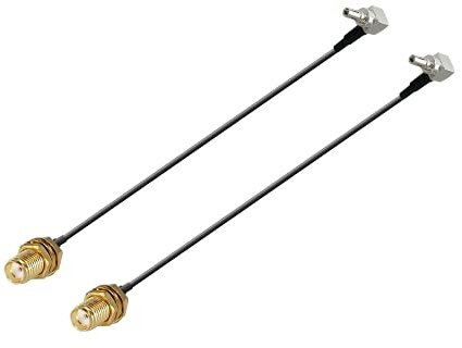 Vecys Adattatore da SMA Femmina a CRC9 Maschio Ad Angolo Retto Cavo di Prolunga Antenna 4G da 90 Gradi Cavo Treccia Coassiale RF RG174 15CM / 6 in per Router Modem 3G 4G LTE Hotspot (2 pcs)