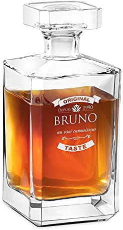 Maverton Carafe à Whisky gravée - 700ml Décanteur en verre transparent - Cadeau personnalisé pour hommes - Cadeau d’anniv - Original