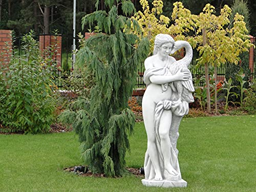 Statue de femme en pierre avec cygne de style antique 160 cm