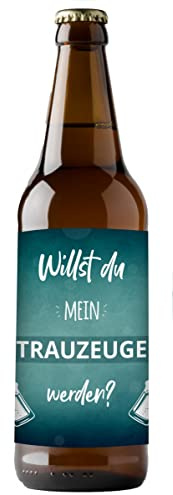 GRAVURZEILE Flaschenetikett - Willst du mein Trauzeuge werden - Witzige Geschenke Trauzeuge fragen - Geschenk für den Trauzeugen zur Hochzeit - 120 x 97 mm - für jede Flasche geeignet Bier Whisky Wein