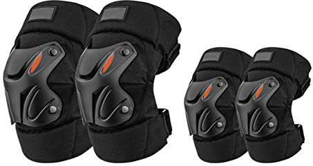 HGTRH Mountain Bike Knee Pads, Knee Pads And Elbow Pads For Adults Knee Shin Guards/Elbow Guards For Adults Knee Shin Guards Mountain Biking Knee Shin Brace Elbow Knee, 4 Pcs