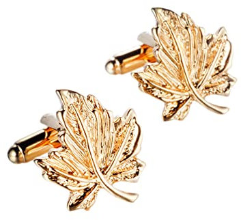 Lieson Manschettenknöpfen Hemd Herren Manschettenknöpfe, Manschettenknöpfe Gold Männer Blatt Cufflinks für Hemd Hochzeit Geburtstag Geschenk
