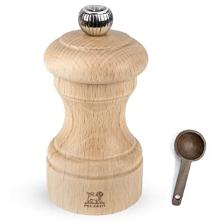 Peugeot Bistro Manuelle Salzmühle, Naturholz, 10 cm, mit Gewürzschaufel aus Holz