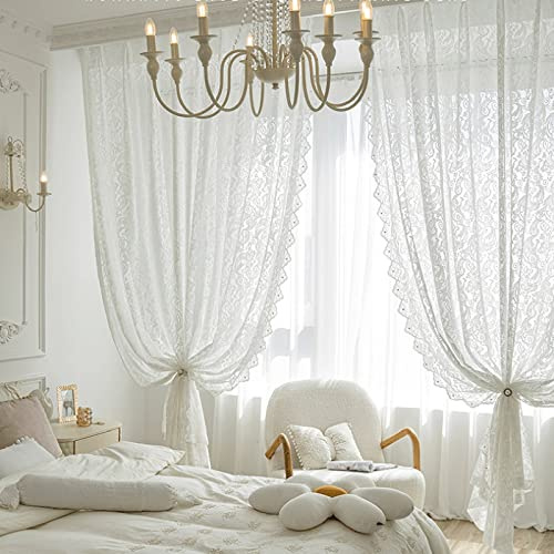V3VOGUE Spitze Vintage Gardinen Vorhang 1 Stück - Romantisch Heimdekoration - Für Wohnzimmer/Schlafzimmer/Balkon/Küche/Garten/Tür Vorhänge/Fenstergardine/Gardinenschals