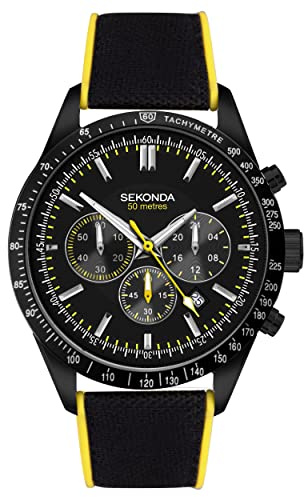 Sekonda Velocity Herren-Sportuhr, 45 mm, rundes Edelstahlgehäuse, wasserdicht, 50 m