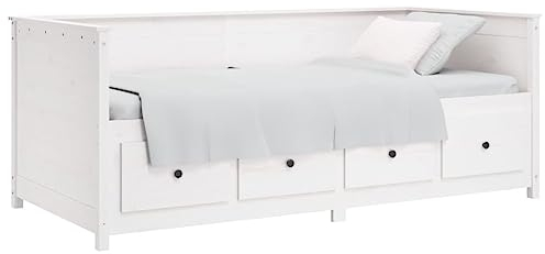 vidaXL Tagesbett Sofabett Gästebett Sofa Einzelbett Bettsofa Bett Bettgestell Schlafsofa Holzbett Bettrahmen Weiß 100x200cm Massivholz Kiefer