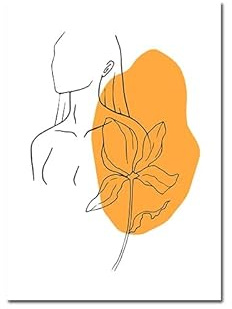 One Line Woman Portrait Poster Bunte Geometrische Wandkunst Leinwand Gemälde Schönheit Weibliche Figur Druck Wohnzimmer Dekoration (Color : Z495 3, Size : 40x50cm no frame)
