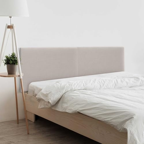 DHOME - Top Trending, Testiera rivestita in lino naturale a tinta unita, per camera da letto, moderna (beige, 160 cm, doppia, letto da 150/160 cm)
