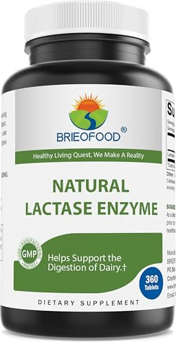 Brieofood Lactase Enzyme Pills - 3000 FCC ALU - 360 Tablets - 360 Servings - Non-GMO, Gluten Free.