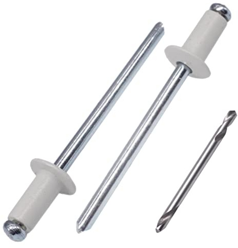 SKIR'CO (100 Stück) Blindnieten lackiert 4,0 x 8 mm, Aluminium Popnieten, Bohrer enthalten (Grauweiß RAL 9002)