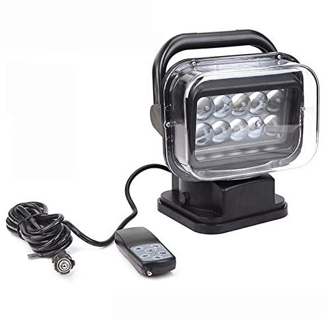 Jieotwice 24V Projecteur de Voiture Télécommandé Sans Fil, Projecteur Au Xénon Marin, Projecteur, éclairage de Secours, Peut être Tourné à 360°(DC 24V)