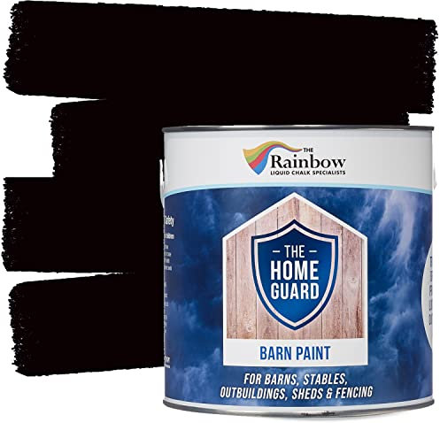 RAINBOW CHALK MARKERS LTD HOME GUARD BARN PAINT Exterior Wooden Buildings Barns Sheds Fences Protection Water Based Hard Wearing Matt Finish (2.5 Litre, Barn Black)