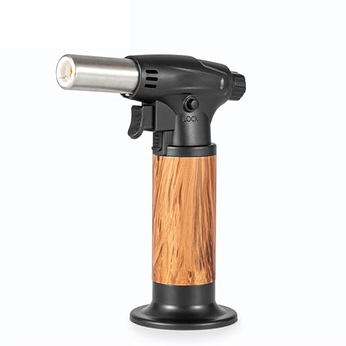 Chalumeau de cuisine professionnel Briquet de cuisine, chalumeau au butane avec verrouillage de sécurité et flamme réglable, pour desserts, crème brûlée (gaz butane non inclus)