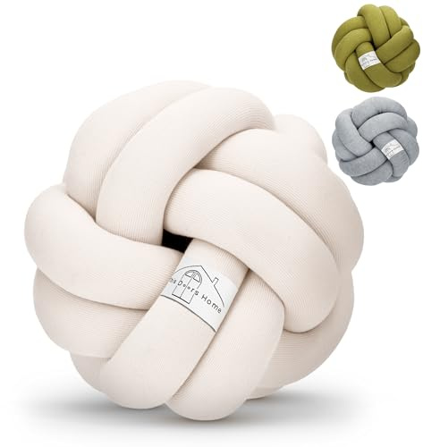 This Doors Home Large Knot Pillow Cotton Knot Pillow Ball | 11in. Ball Pillow in 3 Classy Colors | Modern Home Decorative Knot Throw Pillow Knot Pillows | Knotted Pillow | Knot Ball Pillow (Cream)