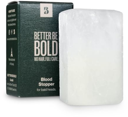 BETTER BE BOLD Blutstiller Alaunstein 75 g I Stoppt Blutungen sofort nach der Rasur I Antiseptisch & antibakteriell I Handgefertigt in Frankreich I 100 % natürlich I Bart & Glatze I Vegan