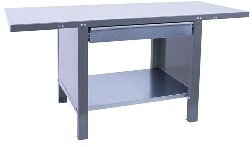 SimonRack Banco de Trabajo Taller, Capacidad Carga 700 kg, 830x1500x730 mm, Mesa de Trabajo, 1 Cajón, Gris - BT6 PRO