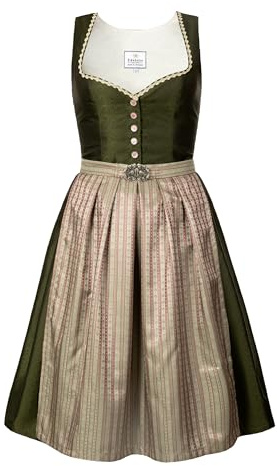 Edelnice Trachtenmode Exklusives Designer Midi Dirndl Adele mit Knopfleiste inkl. Dirndlschürze Gr. 32-54 (DE/NL/SE/PL, Numerisch, 46, Regular, Regular)